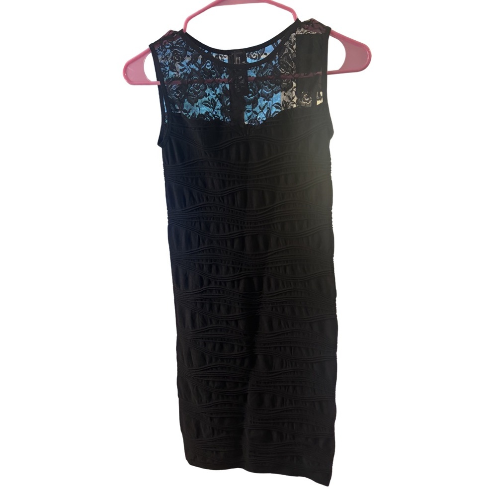 Babe Black Lace Yoke Coquette Girl Stretchy Dress New With Tags